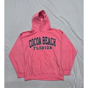Gildan Pink Cocoa Beach Florida Hoodie Sweatshirt Size Large